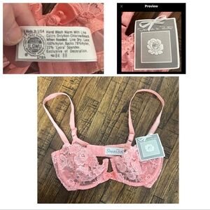 Oscar De La Renta peach bra VTG Union Label beautiful Old New Stock RARE 34 C